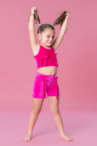 Complete the look with Flora velvet top - Fuchsia